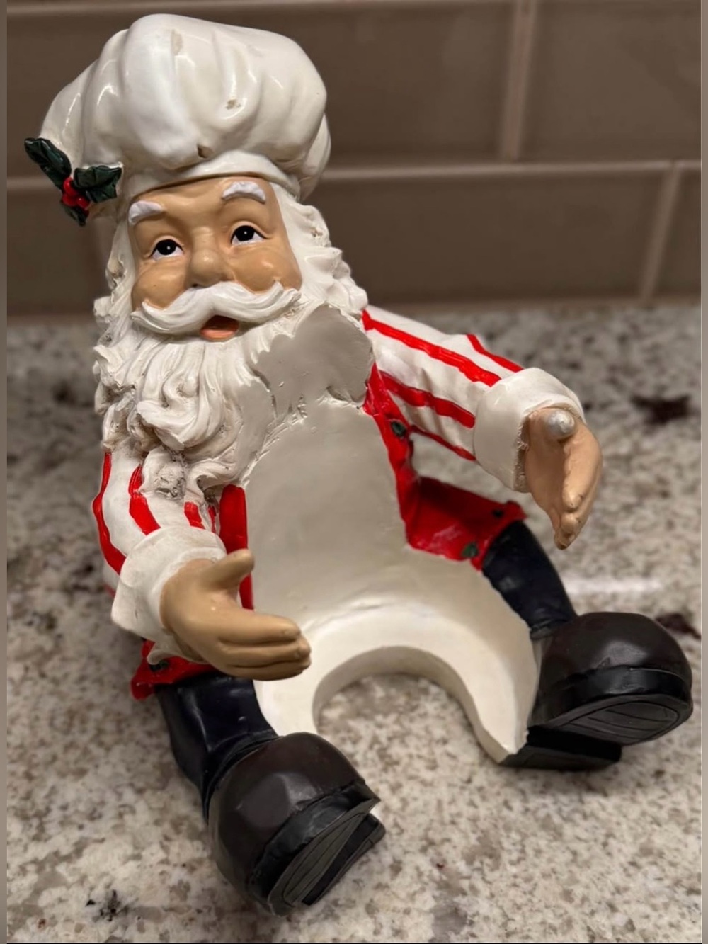 Santa Chef Wine Bottle Holder Christmas Kitchen Decor Holiday Bar